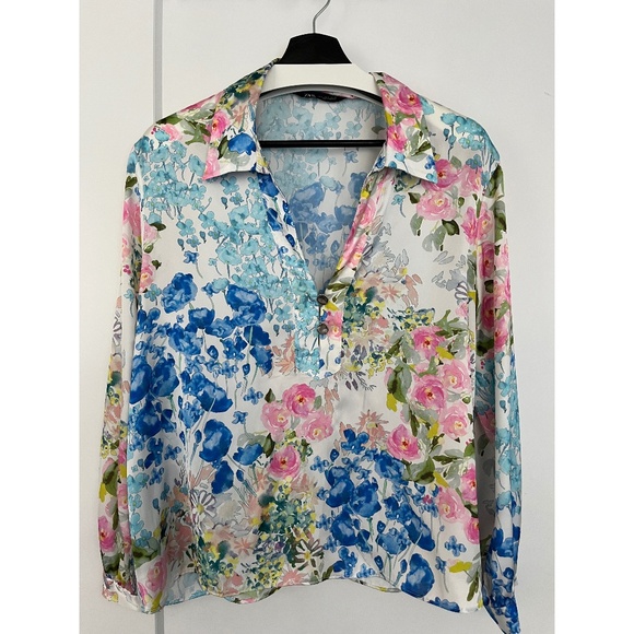 Zara Floral Blouse - Blue, Pink, Green - Picture 1 of 4